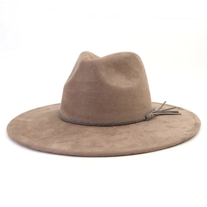 Malachite Green Suede Hat Wide Brim Fedora Hat Men Women Autumn Winter