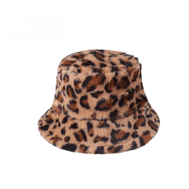 Winter Rabbit Plush Fisherman Hats Women Girl Bucket Hat