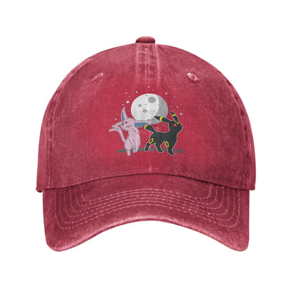 Washed Baseball Cap Pokemon Celestial Espeon and Umbreon Summer For Female Male