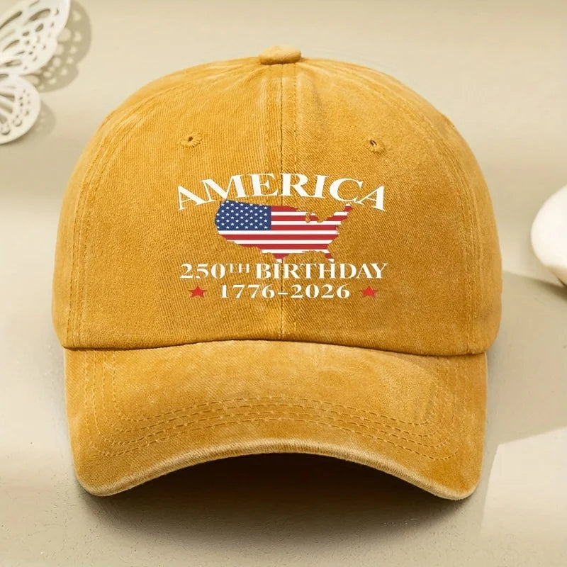 1pc Women'S Baseball Cap with 250 Birthday Anniversary Series of The United States,Versatile Retro Soft-Top Dad Hat for Outdoor