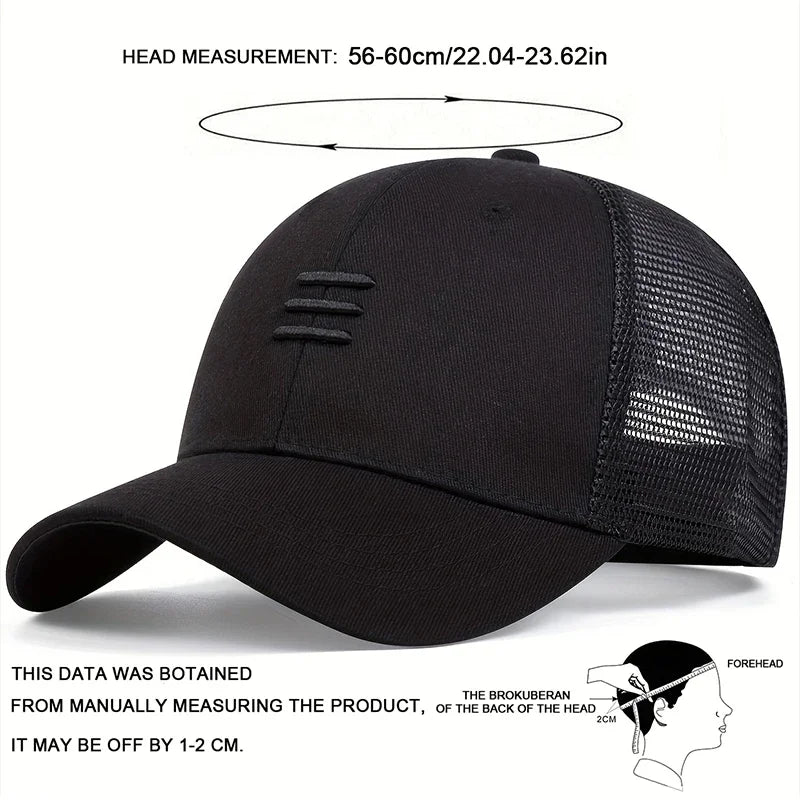 Unisex Three horizontal Embroidery Baseball Net Caps
