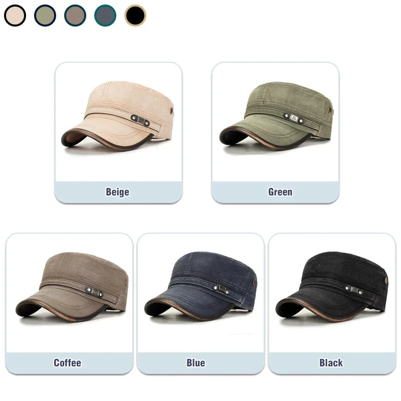 Leather Brim Washed Distressed Cotton Adjustable