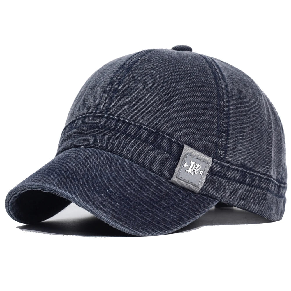 Fashion Short Brim Washed Cotton Baseball Cap Men Women