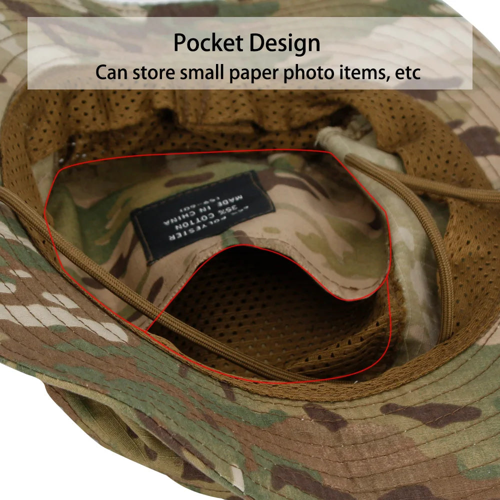 Camo Boonie Hat Sunscreen Breathable Bucket Hat Men's Outdoor