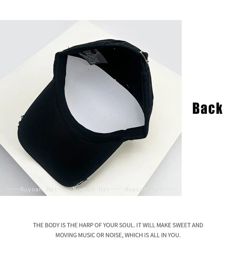 Korean Letter Embroidery Baseball Cap Unisex Retro Peaked Caps Fashionable Outdoor Simple Ins Design