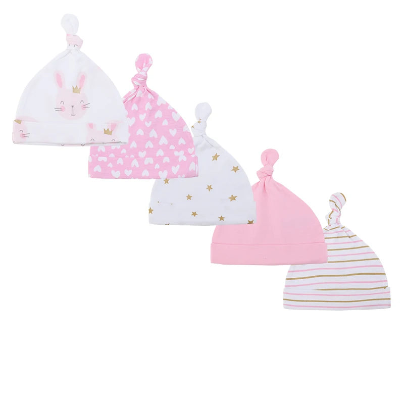 New Born Baby Boy Hats 3/5 Pieces Cotton Baby Girls Hats