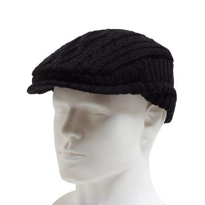 Men Women Knitted Hat With Earflaps Beret Autumn Winter Thickened Warm Berets
