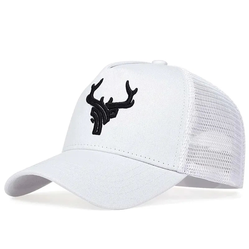 Unisex Animal Antlers Embroidery Baseball Net Caps Spring and Summer