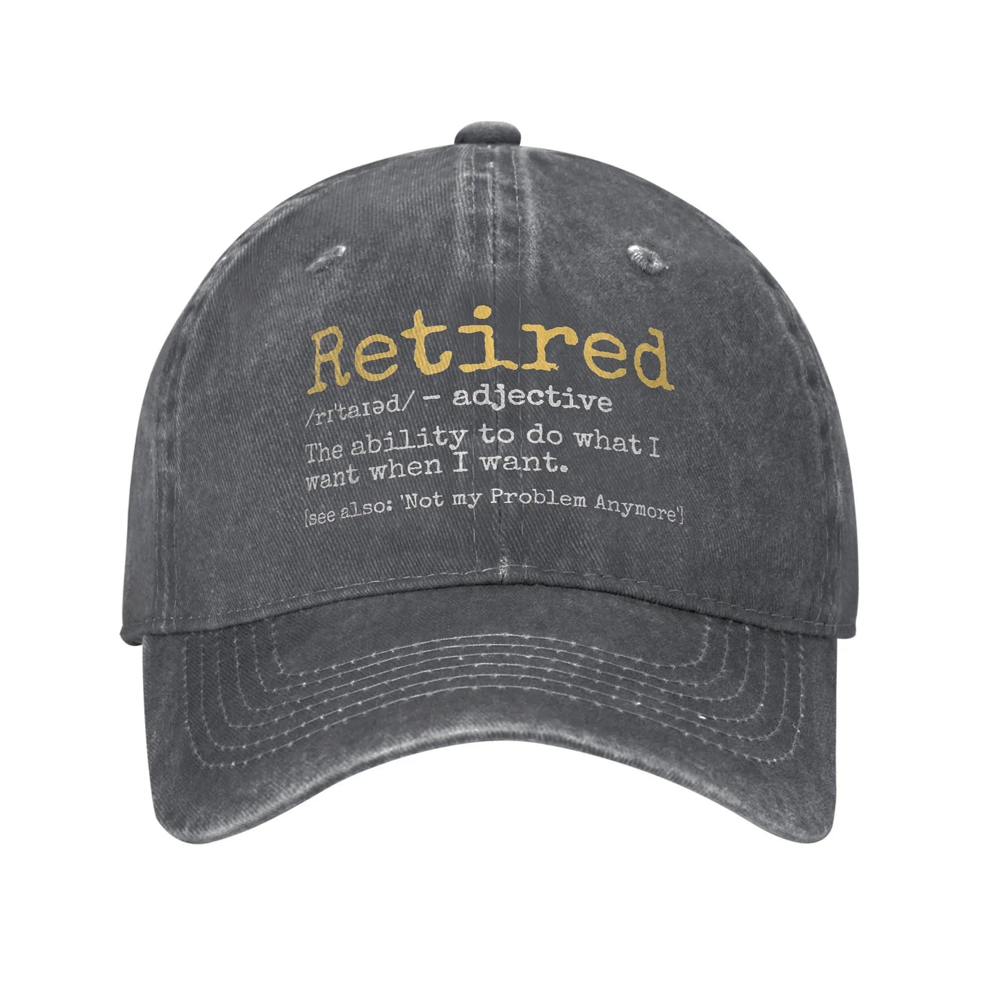 Retired Definition Funny Retirement Gag Baseball Cap Unisex Distressed Washed