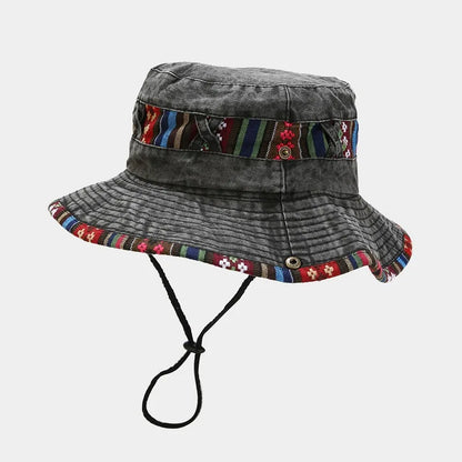 2026 Cotton National Wind Solid Color Bucket Hat Outdoor Travel Sun Cap For Men And Women