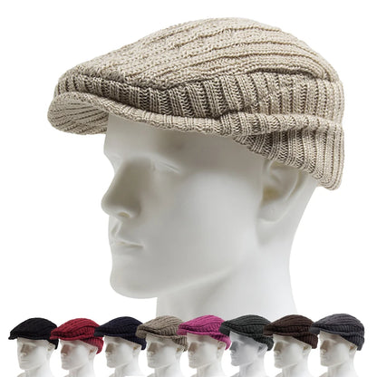 Men Women Knitted Hat With Earflaps Beret Autumn Winter Thickened Warm Berets