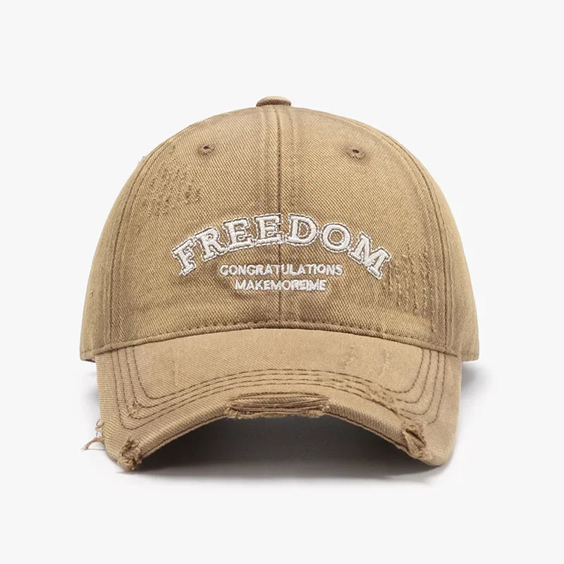 Women Men Baseball Cap Denim Cotton Faded Distressed Ripped Caps