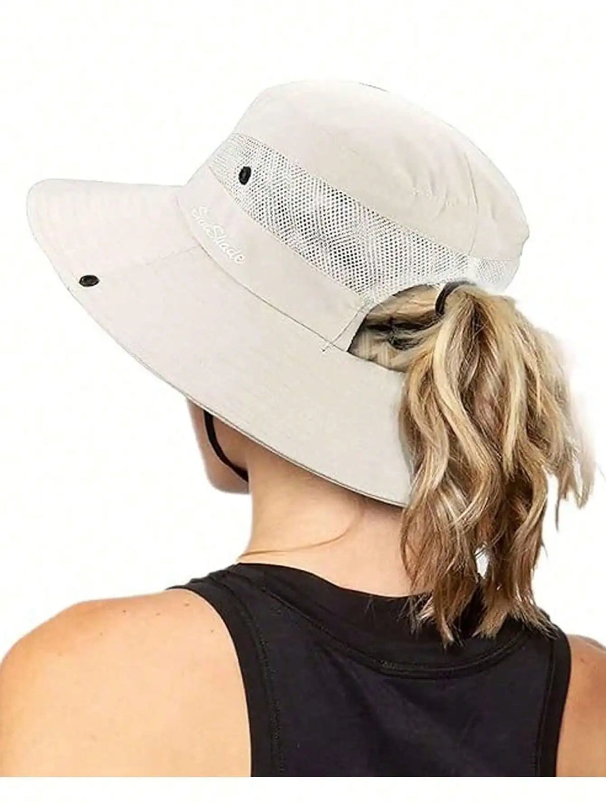 Women's Wide Brim Ponytail Sun Hat Sunshade Outdoor