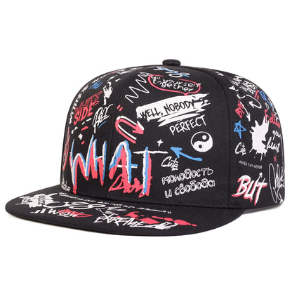 Unisex WHAT Graffiti Print Hip Hop Hats Fashion Spring Autumn Outdoor Adjustable Casual Sunscreen Hat