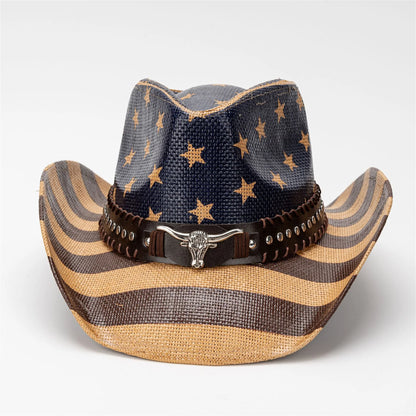 American Flag Cowboy Hat For Women Men Patriotic Western Cap