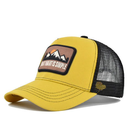 Letter Mesh Breathable Hat Women Men Embroidery Blocking Baseball Cap