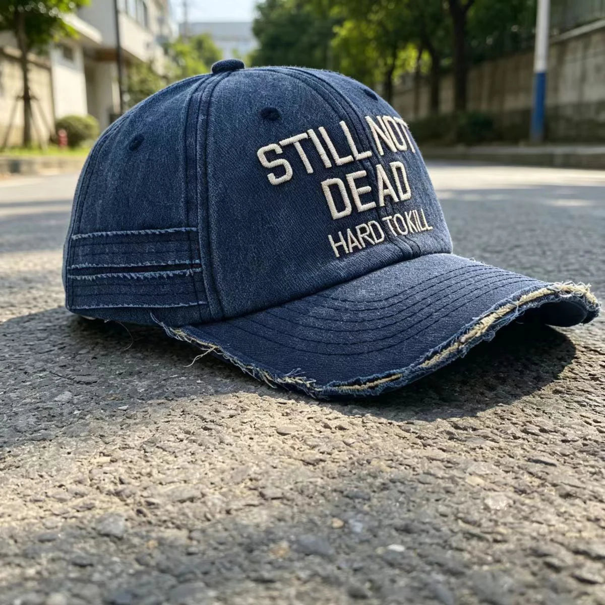 Vintage Washed Distressed Denim Baseball Cap