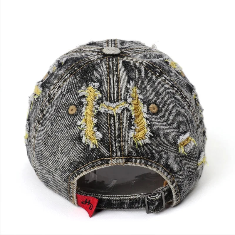 Retro Washed Denim Ripped Color Baseball Cap
