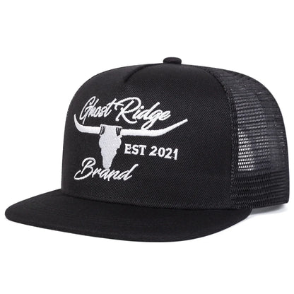 Unisex Bullhead Letter Embroidery Hip-hop Net Hats Spring Summer