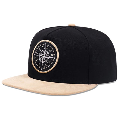 Fashion New NSWE Compass Flat Edge Hat Men Retro Street Hip Hop Hat Women Decorative Color Blocked Hat
