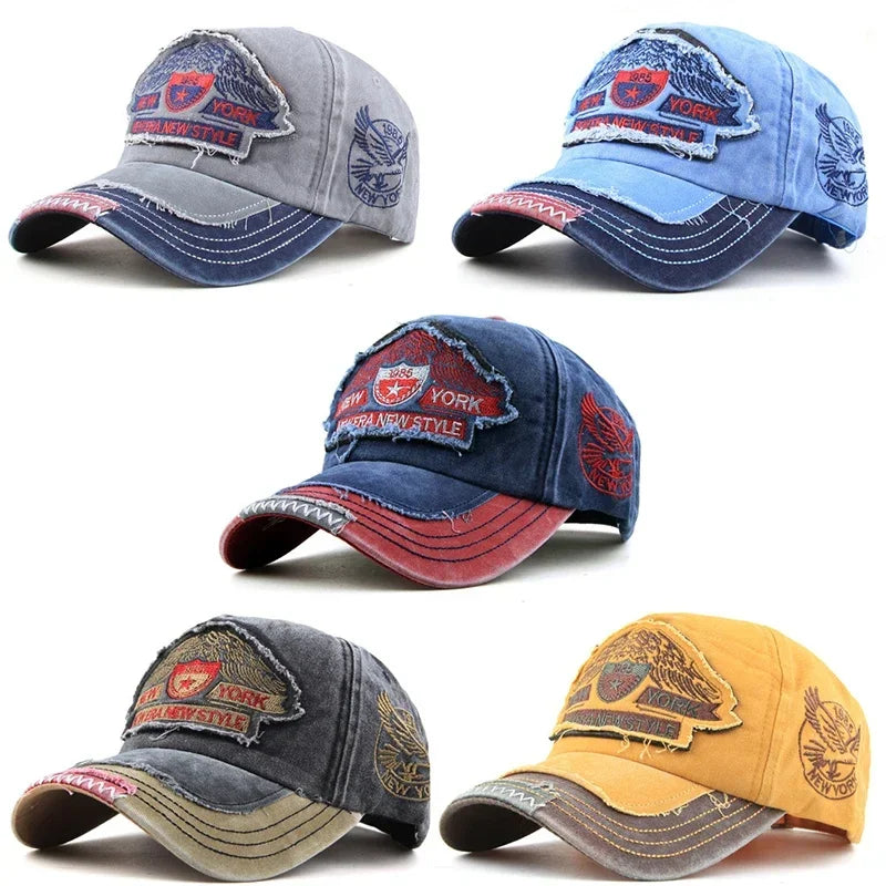 Unisex Washed Cotton Peaked Cap Fashion Letters Adjustable Snapback Baseball Caps Trucker Hat Bonnet