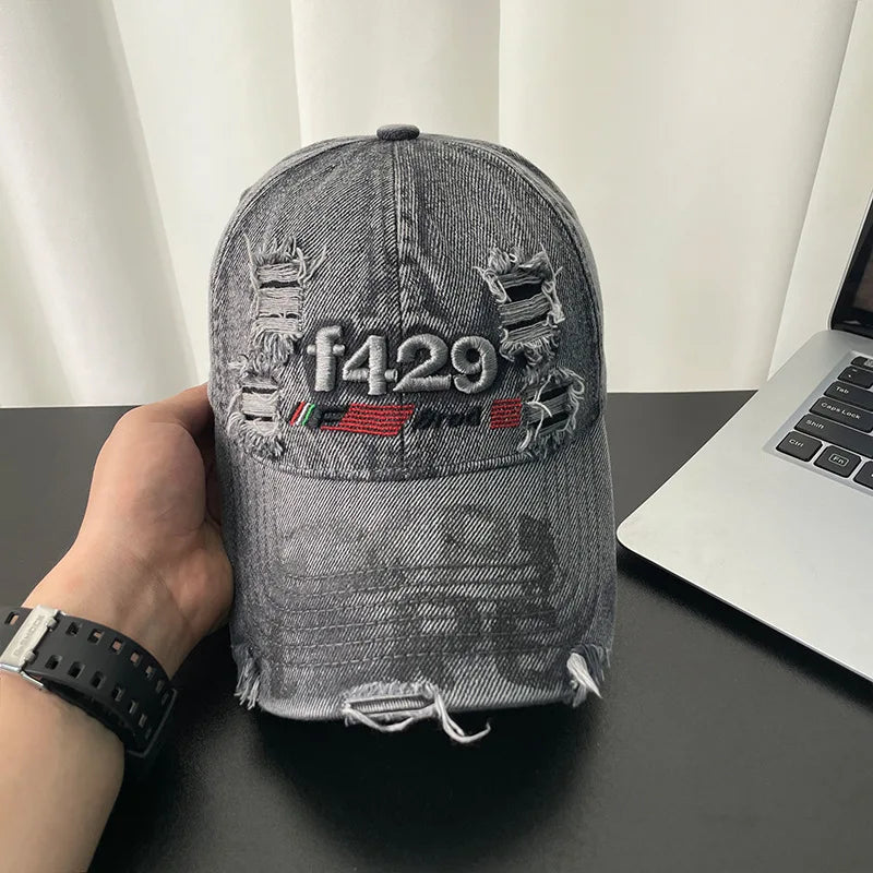 1pc Retro Ripped Baseball Hat for Men and Women