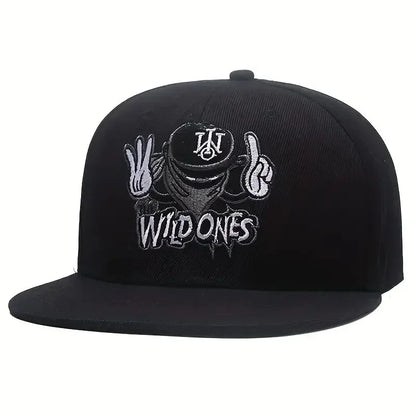 Unisex Ninja Letter Snapback Cap, Embroidered Hip-hop Hat, Outdoor Sunscreen Cap for Men Women