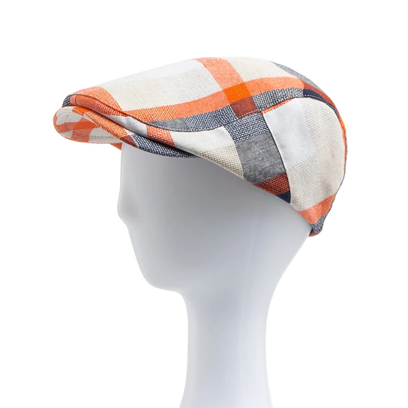 New Multicolor Plaid Beret Women Casual Sun Visor Flat Hat