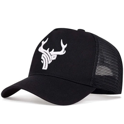 Unisex Animal Antlers Embroidery Baseball Net Caps Spring and Summer