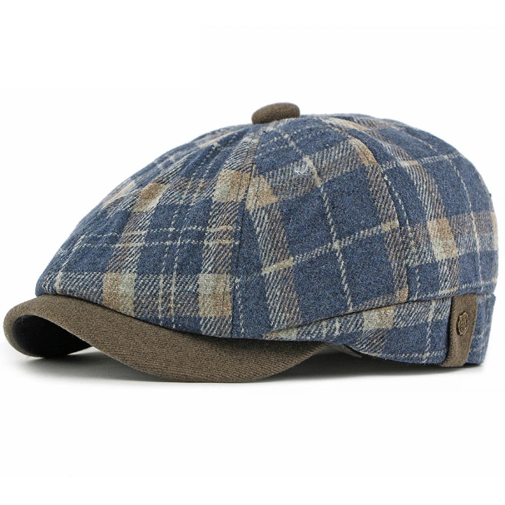 Men Berets Women Vintage Artist Painter Plaid Beret Hat