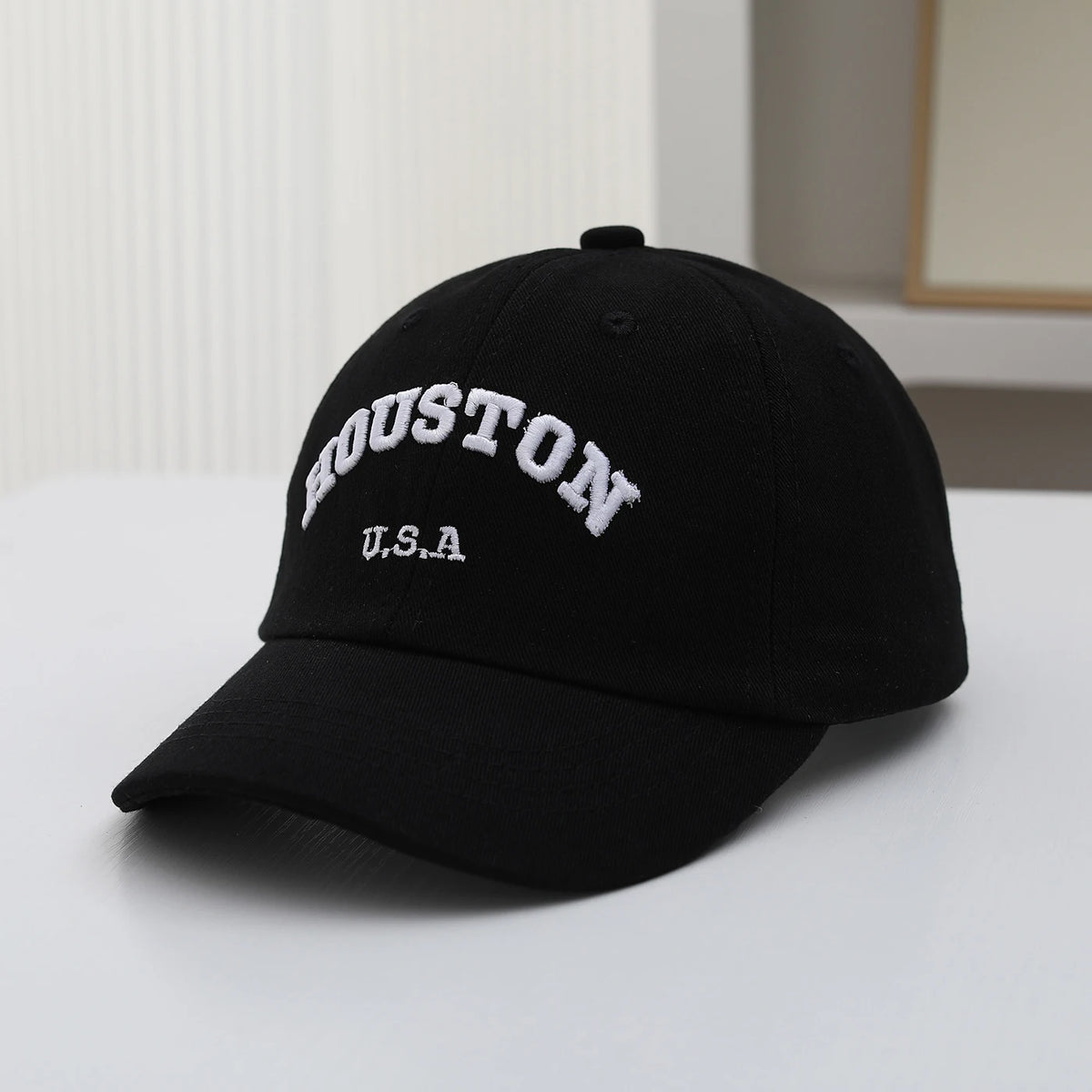 Retro Street Style Arched Letter Embroidery HOUSTON Baseball Cap Suitable For Outdoor Sun Protection