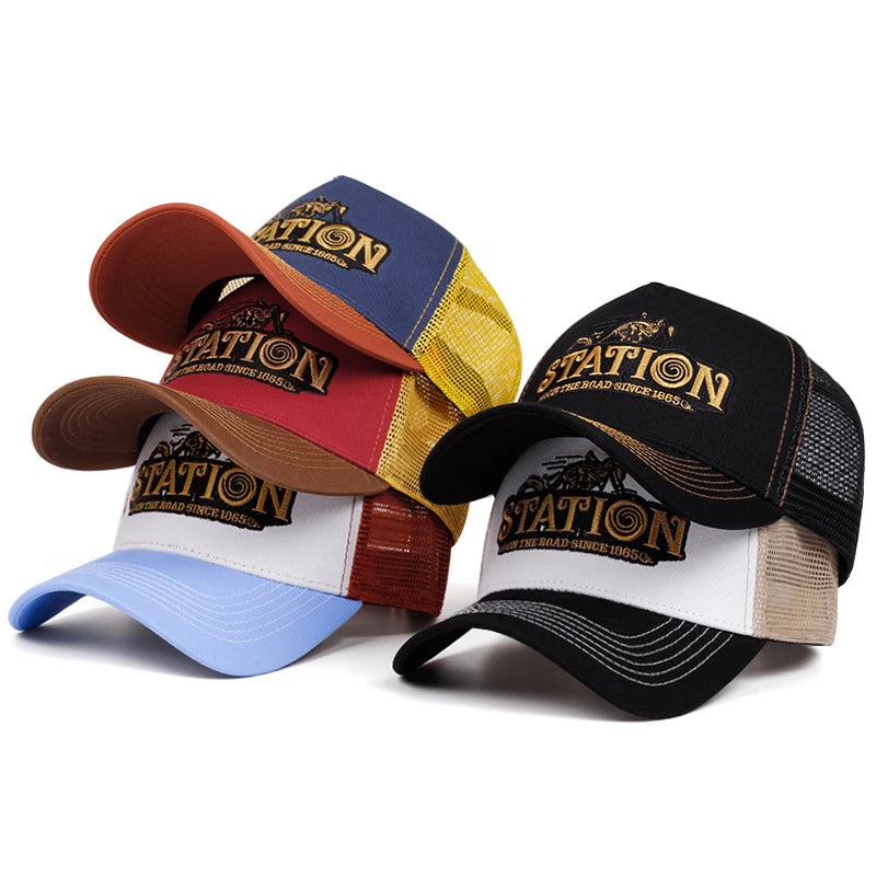 Station Retro Motorcycle Truck Hat Street Skateboarding HipHop Hat Men's and Women's
