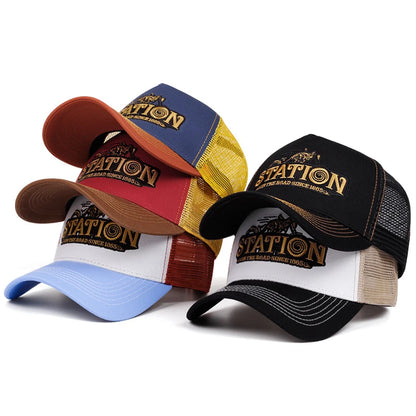 Station Retro Motorcycle Truck Hat Street Skateboarding HipHop Hat Men's and Women's