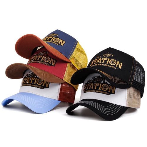 Station Retro Motorcycle Truck Hat Street Skateboarding HipHop Hat Men's and Women's
