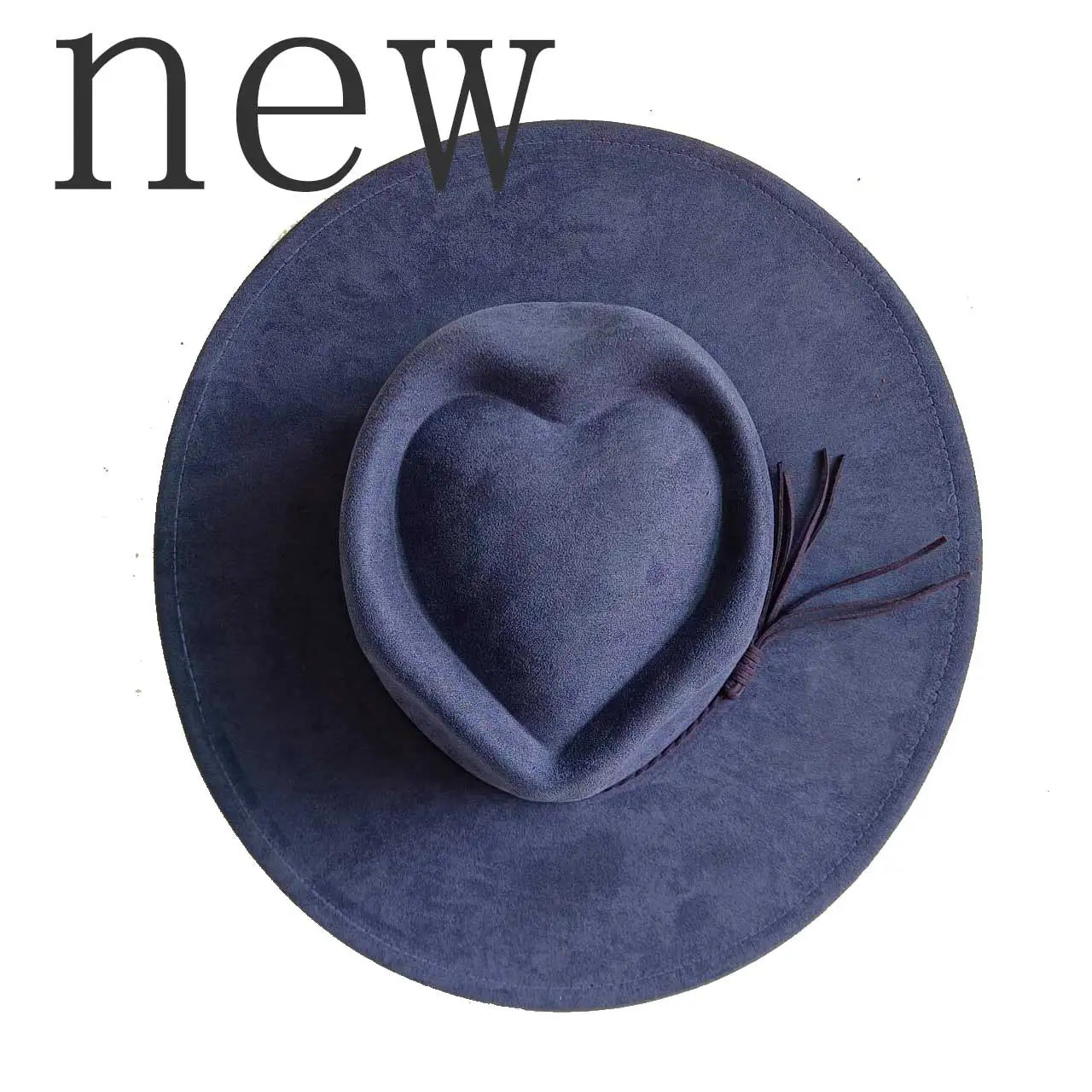 Navy Blue Heart Vegan Suede Hat Blank With Logo Engraving Heart Crown Blank Hat