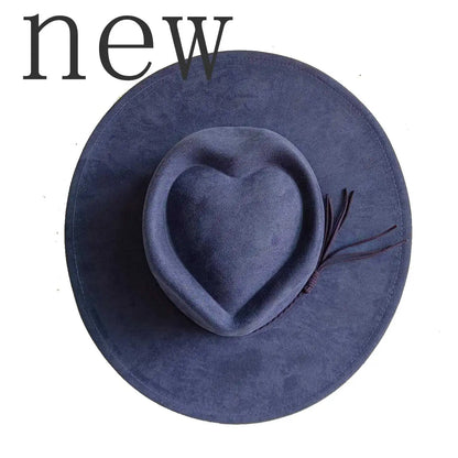Navy Blue Heart Vegan Suede Hat Blank With Logo Engraving Heart Crown Blank Hat