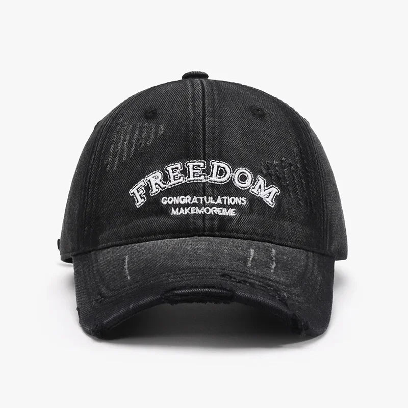 Women Men Baseball Cap Denim Cotton Faded Distressed Ripped Caps
