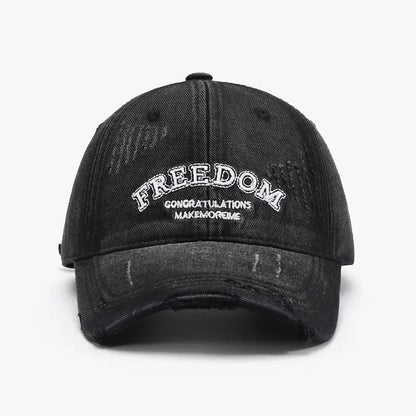 Women Men Baseball Cap Denim Cotton Faded Distressed Ripped Caps