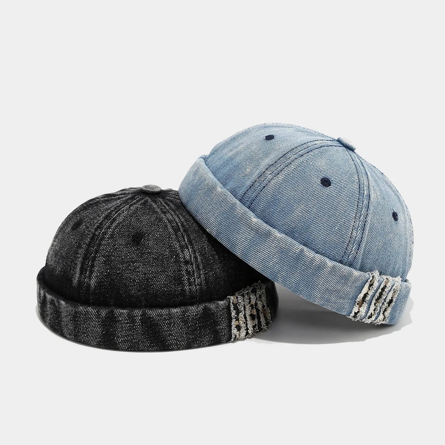Fashion Denim Docker Cap Brimless Hat