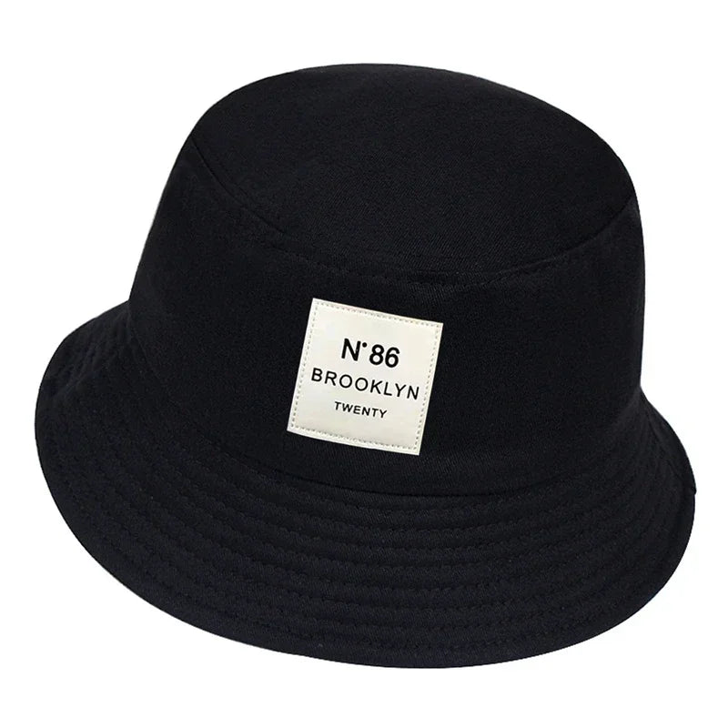 Unisex Panama Bucket Hat Brooklyn Leather Label Fisherman Hat