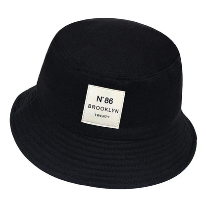 Unisex Panama Bucket Hat Brooklyn Leather Label Fisherman Hat