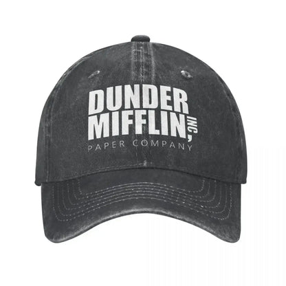 Classic Dunder Mifflin Logo Baseball Caps Men Women Distressed Denim Washed Sun Cap