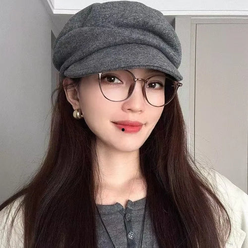 Simple Blended Thick Pleated Duckbill Cap