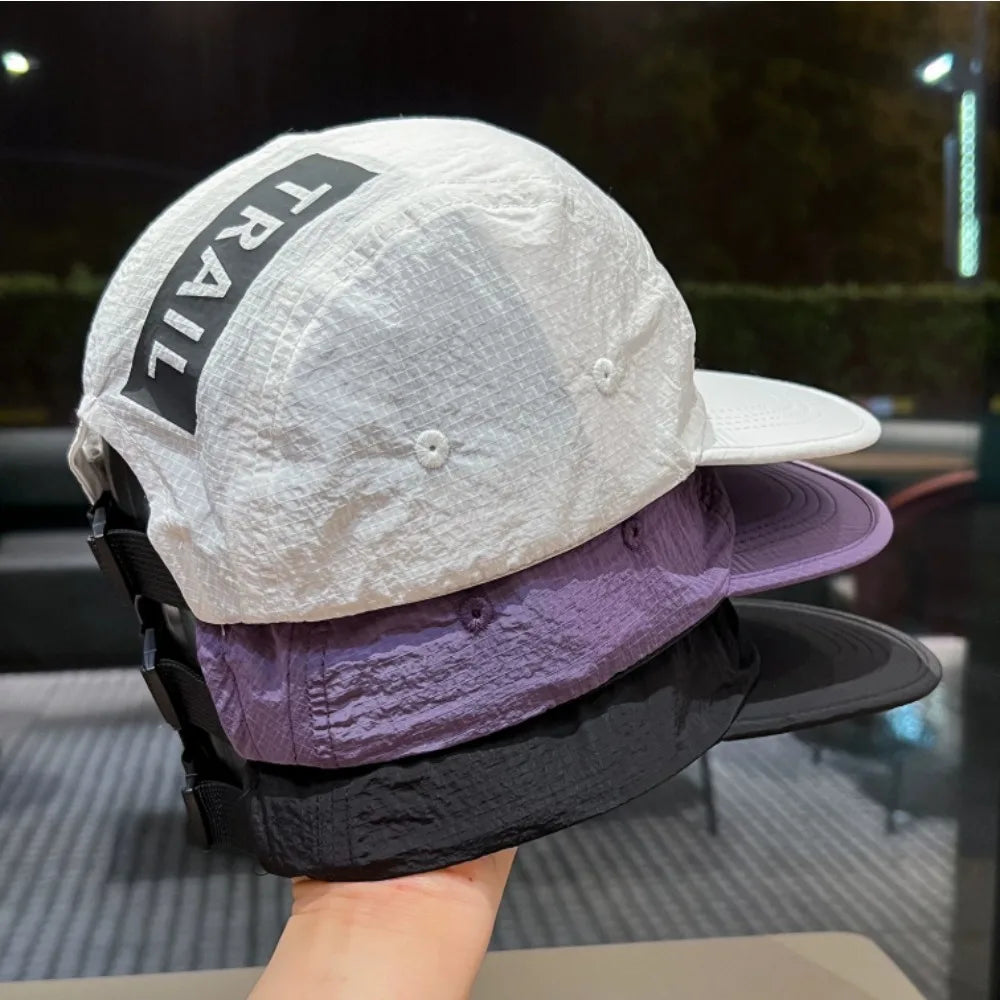 Korean 5‑Panel Letter Printed Baseball Cap