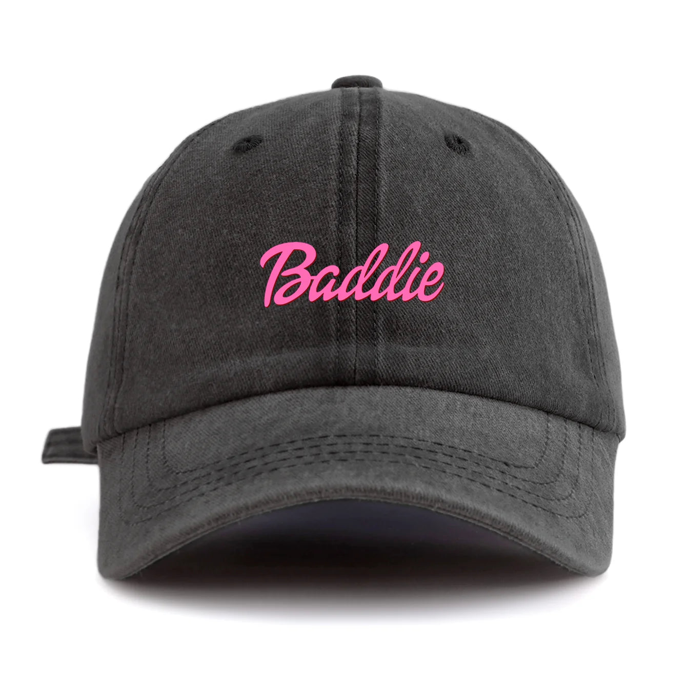 Baddie Print Washed Baseball Cap