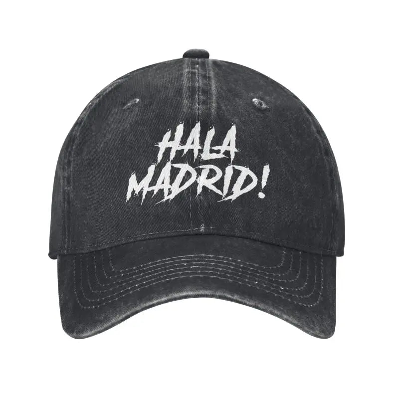Hala Madrid Letters Print Cotton Denim Baseball Cap