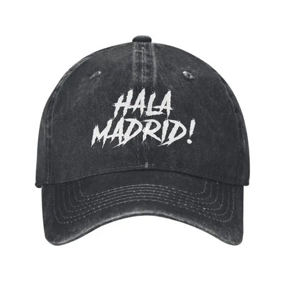 Hala Madrid Letters Print Cotton Denim Baseball Cap