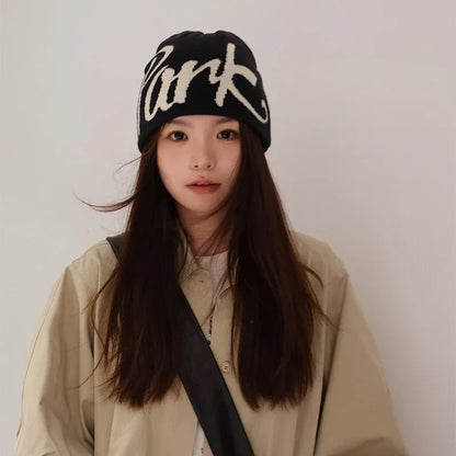 Color Block Letter Wool Knitted Hats