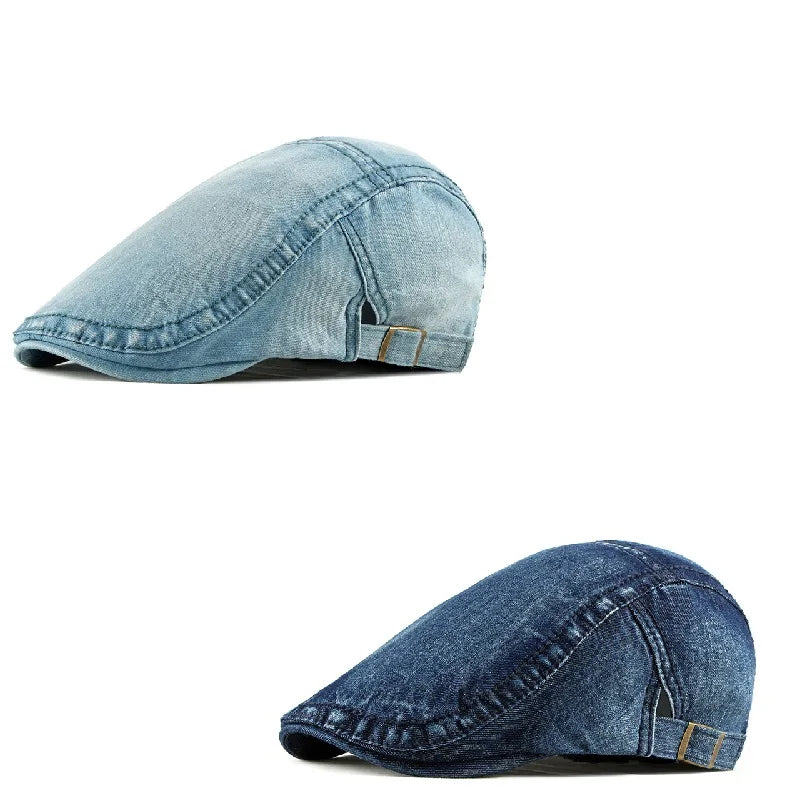 Vintage Cotton Denim Newsboy Cap