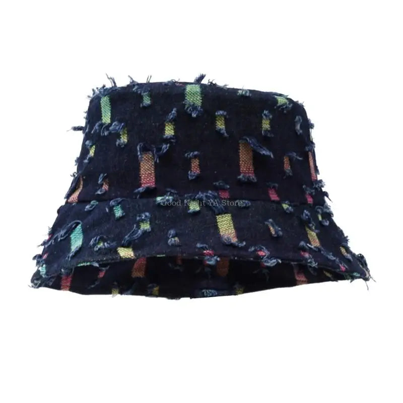 Ripped Casual Bucket Hat Foldable Design Adult Summer Fisherman Hat